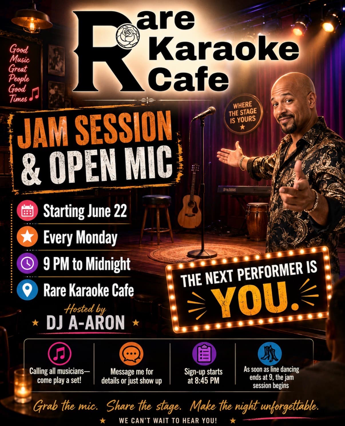 Open Mic & Jam Session at rare Karaoke Café