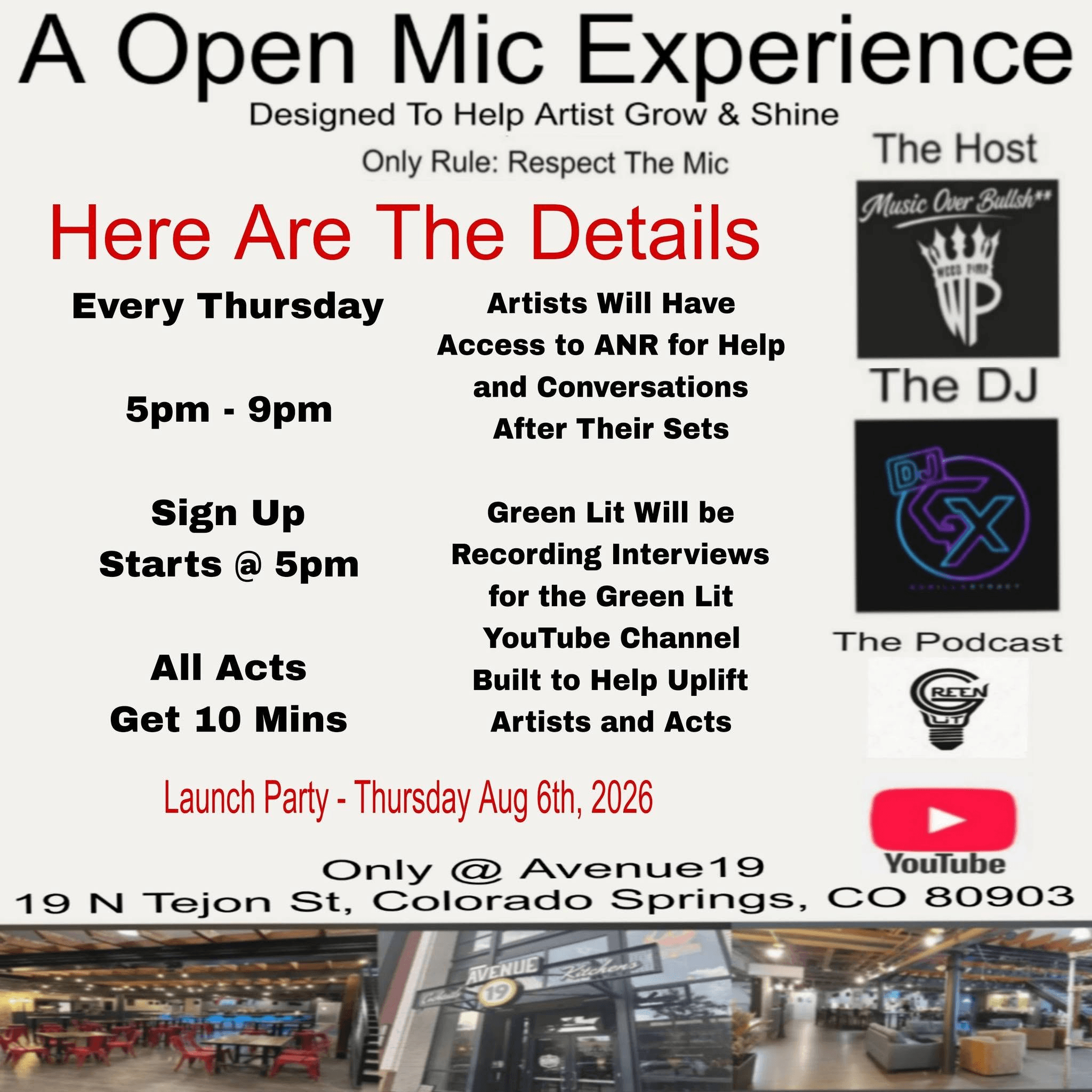 Avenue 19 - 3Open Mic Experience